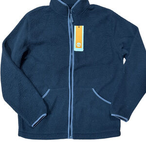 Timberland Men Full Zip Adjustable Waist Fleece Jacket Black Jacket-Size: Medium